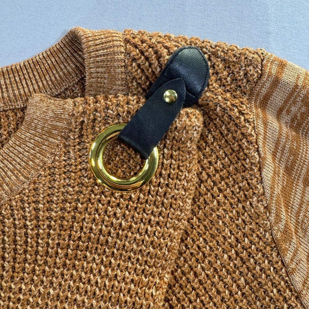 INC International Concepts Womens XXL Crossover Grommet Sweater Cognac Brown - Picture 4 of 10